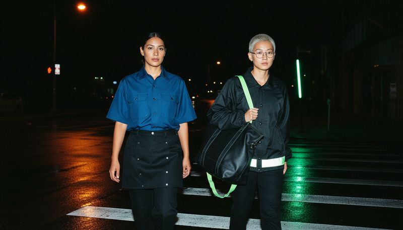Marisol and Kit on a crosswalk