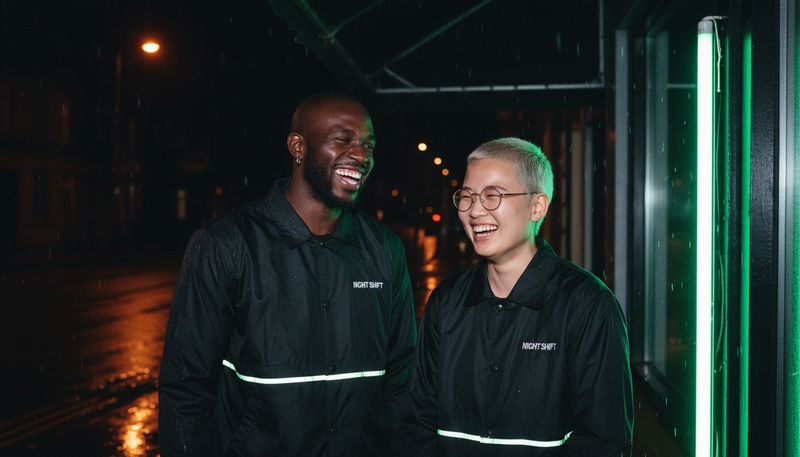 Dez and Kit laughing