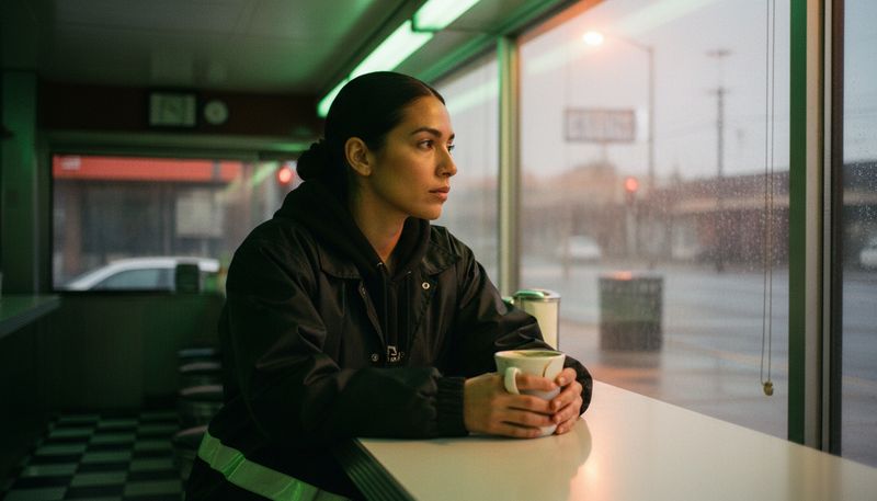 Marisol at a diner counter